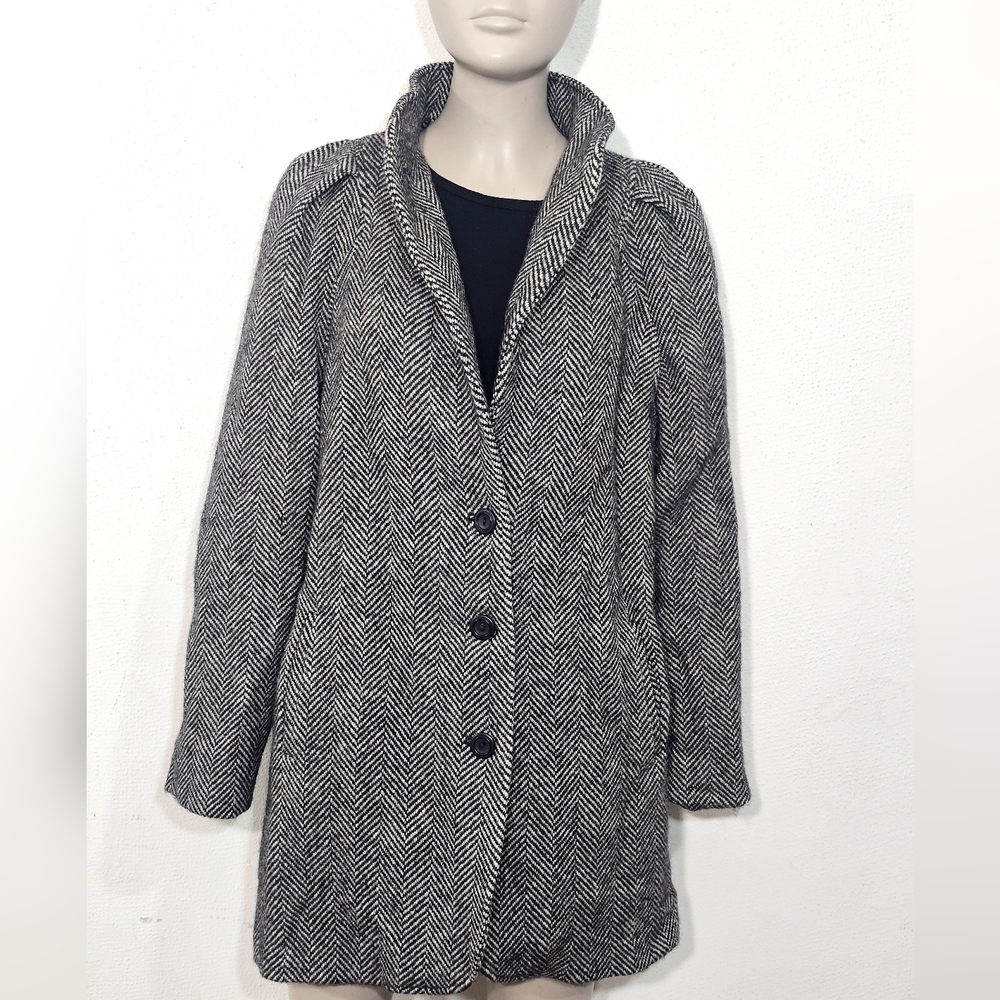 Women's Black And White Pea Coat